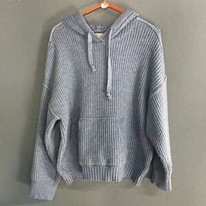 American eagle oversized Cozy Blue chunky Knit Hoodie Medium 736